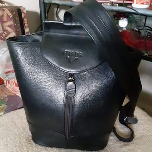 Prada black leather shoulder purse